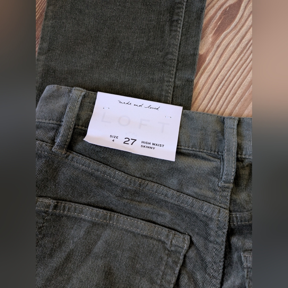 Loft High Waist Skinny Denim Corduroy Forest Green Women's Jeans 27 4 NWT - Picture 5 of 6